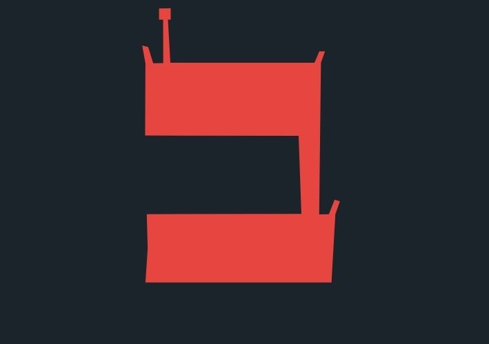 אות ב' באדום על רקע שחור